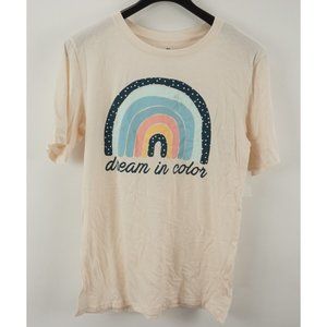 New Stunner California Dream In Color Tee Women's Large Cream Rainbow T-Shirt